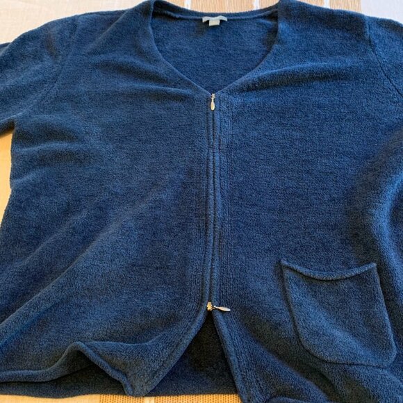 J. Jill Blue Double-Zipper Cozy Cardigan with Pocket - Womens Size L - Picture 5 of 9